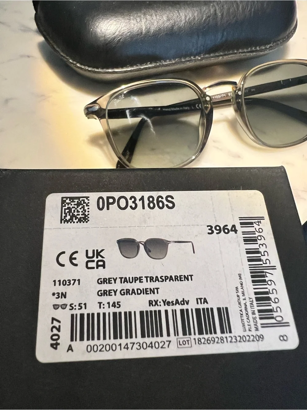 Persol Men’s Gray Gradient Sunglasses with Black Leather Case